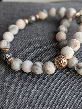 Pink Zebra Jasper Stretch Bracelets Set of 2 | Natural Stone Beaded